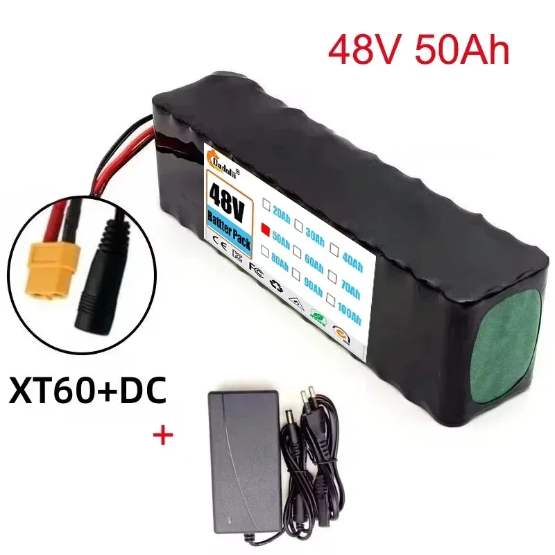 48V battery 50Ah 1000W 13S3P lithium-ion battery pack, suitable for of 54.6V 50000mAH Ebike electric with BMS+52.6V 2A charger