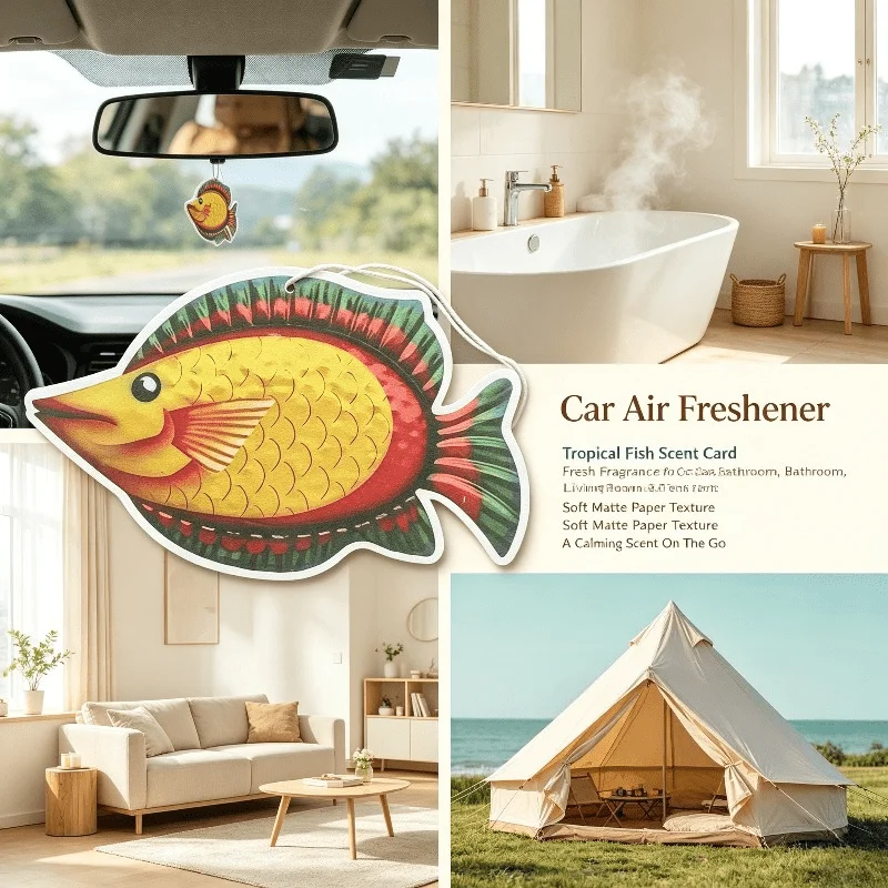Car Air Freshener Colorful Tropical Fish Hanging Scent Card for Car Rearview Mirror Decor Ornament Gift