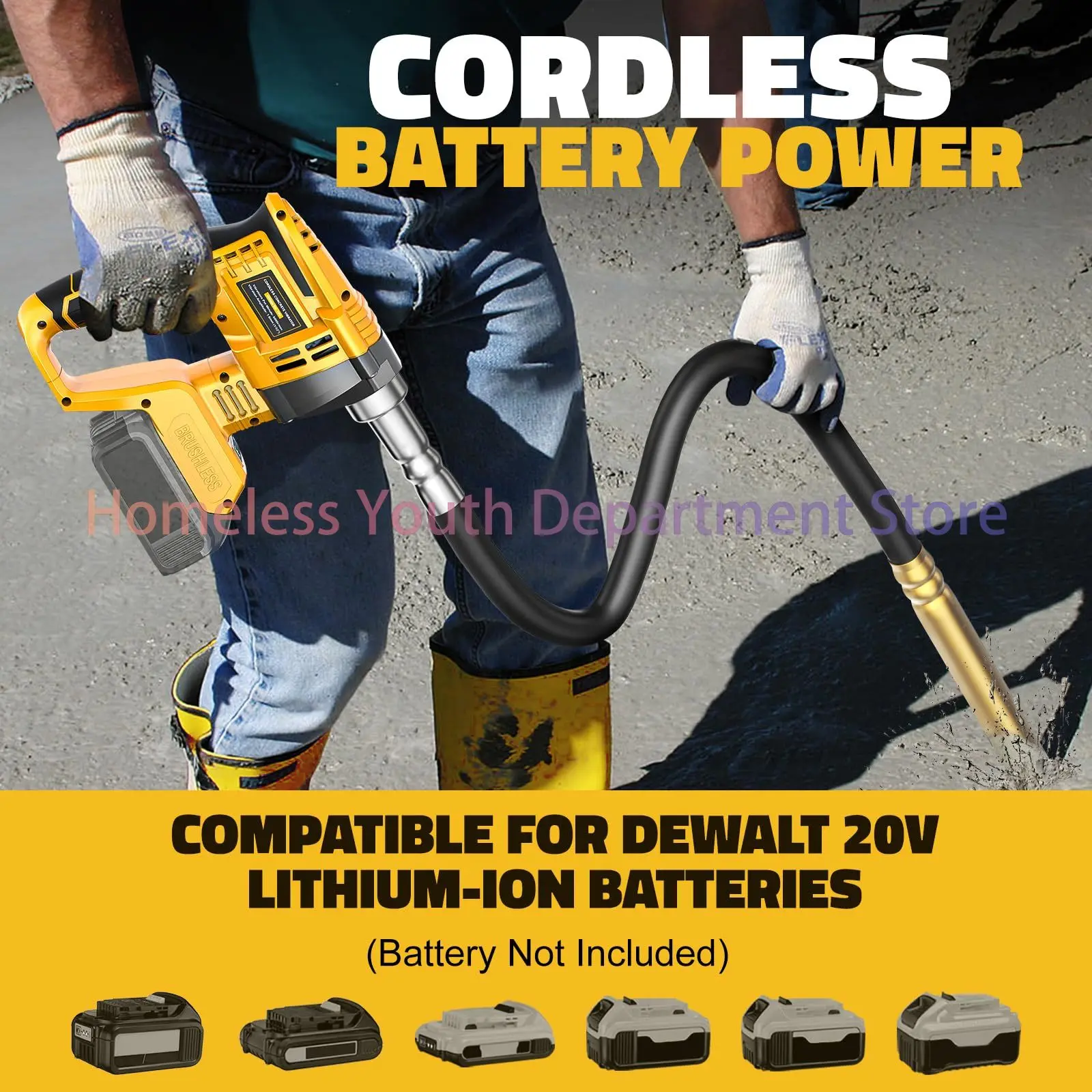 For Dewalt 20v battery Electric Concrete Mixing Tool Brushless Cement Soil Concrete Vibrator High Power Concrete Mixer Vibrator