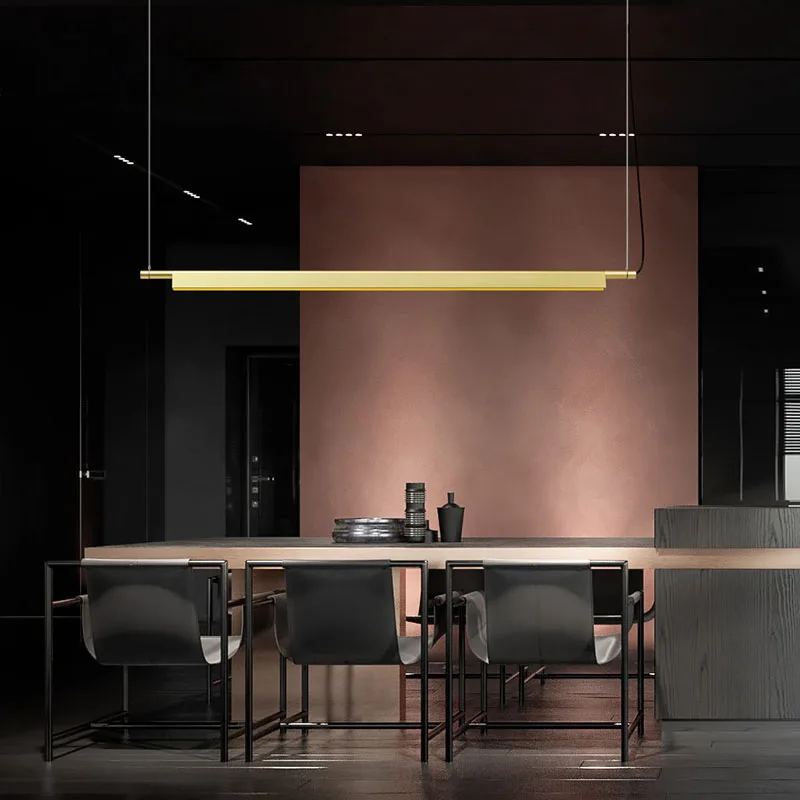 Modern Minimalist Strip Led Pendant Lights for Restaurant Room Bar Kitchen Office Chandelier Home Decor Hanging Light Fixture