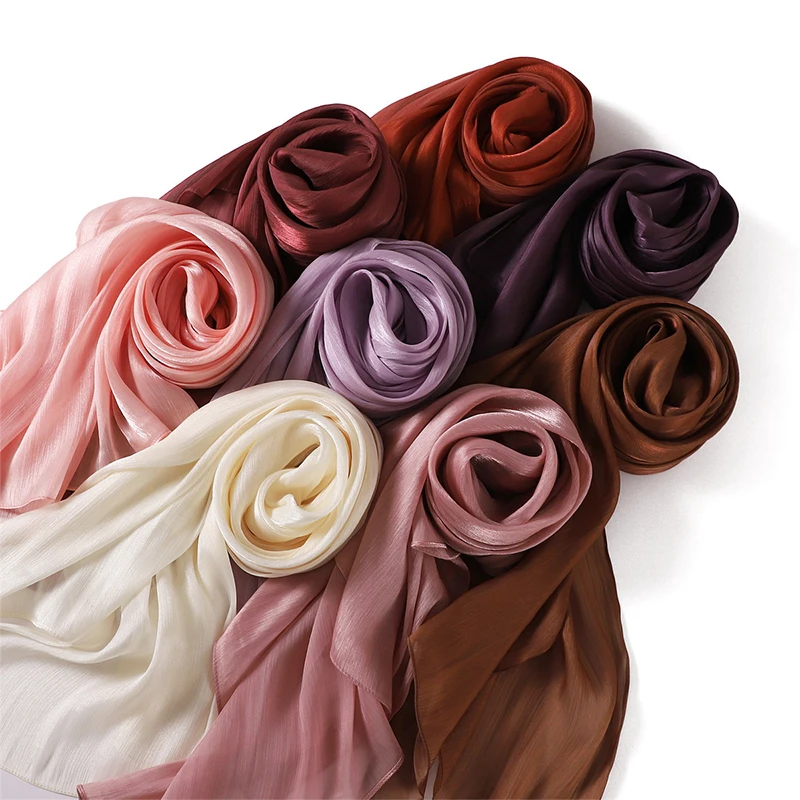 Premium lenço de seda dobra hijab para mulheres, xales muçulmanos, hijabs lisos, turbante islã respirável, lenço plissado, Ramadan, novo