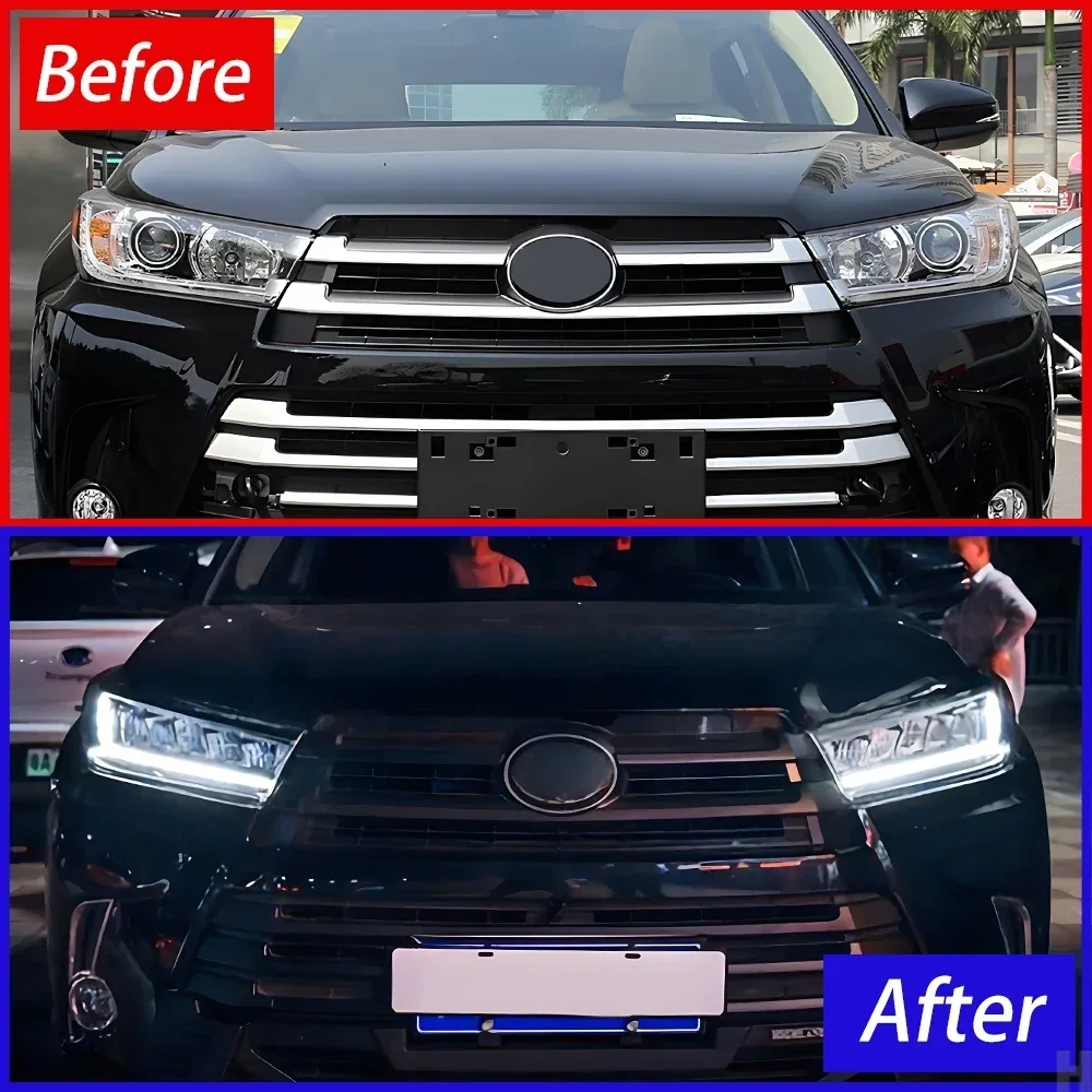 車のフロントランプトヨタハイランダー 2018-2021 新アップグレード天使の羽ヘッドライトスタイルダイナミックターンシグナルライトアクセサリー