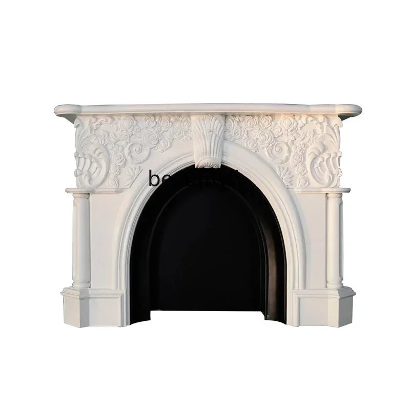 FG10French carved old decorative cabinet solid wood European wall entrance fireplace frame B & B retro customization