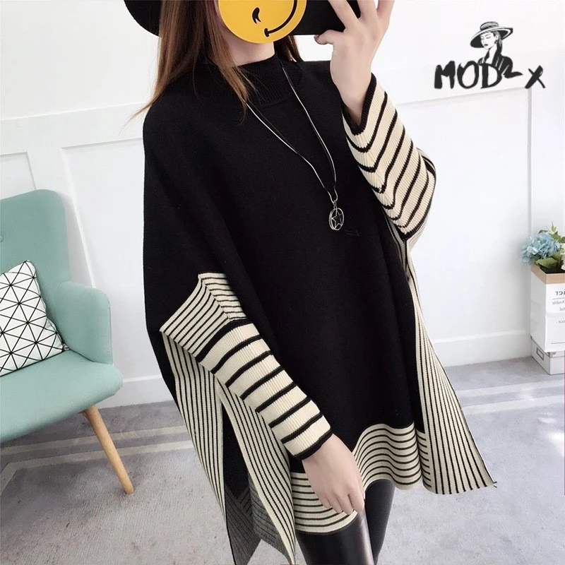 MODX 2024 New Knitwear Cape Bat Sleeve Sweater Women All Shawl Autumn And Winter Coat Women's Blouse Korean Version Loose Hot