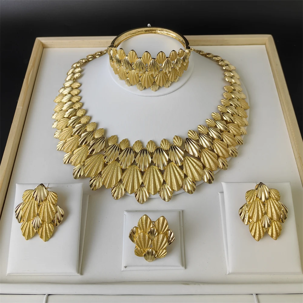 

TITI New Fashion Classic Ladies Big sets Earring Jewelry Sets and Nigerian Bride Luxury Elegant Necklace Jewelry Set Party