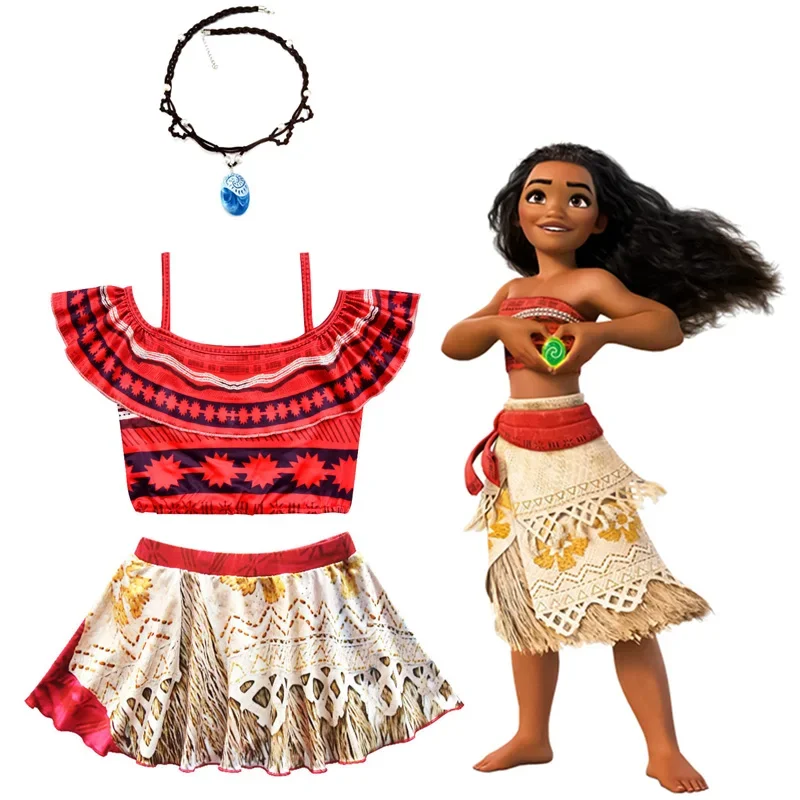 

Girls Moana Costume Bikini for Kids Vaiana Princess Dress Clothes Costumes girls baby Girl party dresses cosplay Swimsuit