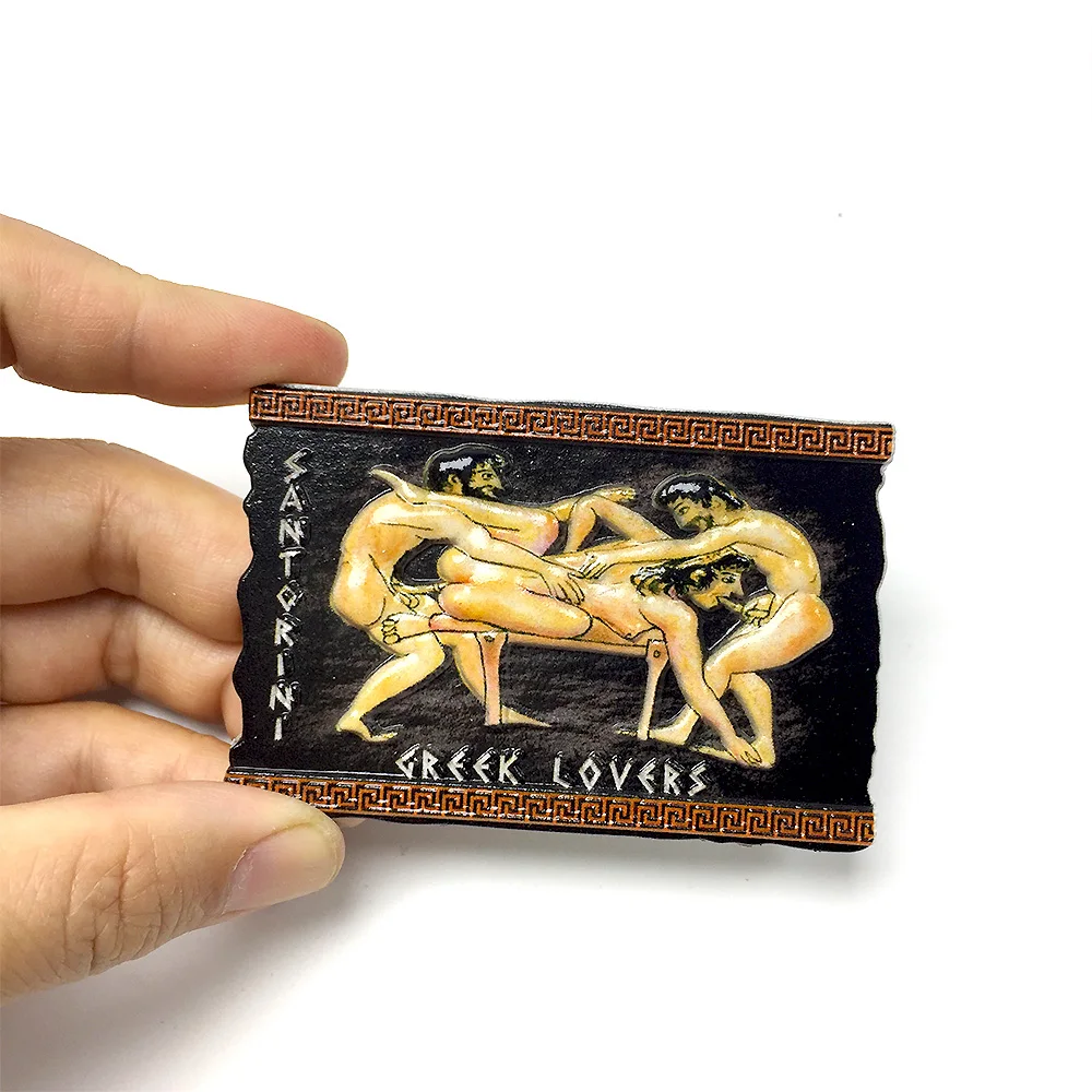 

Ancient Greek-style resin magnetic fridge magnets - Santorini Greek lover scene decoration