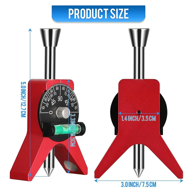 Pipe Center Finder, Center Finder Tool To Measure Pipe With 2.75Inch Ytype Base Fitted And Dial Bubble Protractor