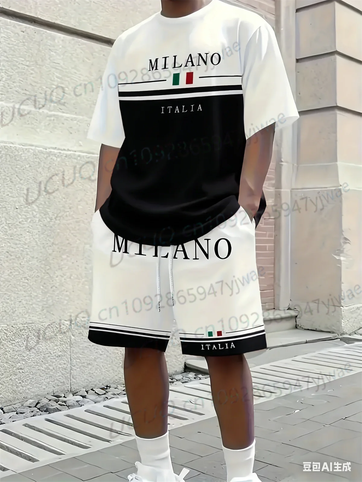 

Italia Milano Elements T Shirt Casual Fashion Short Sleeved Set For Beach Vacation Beach Wear Taken Down Men'S Y2k Set