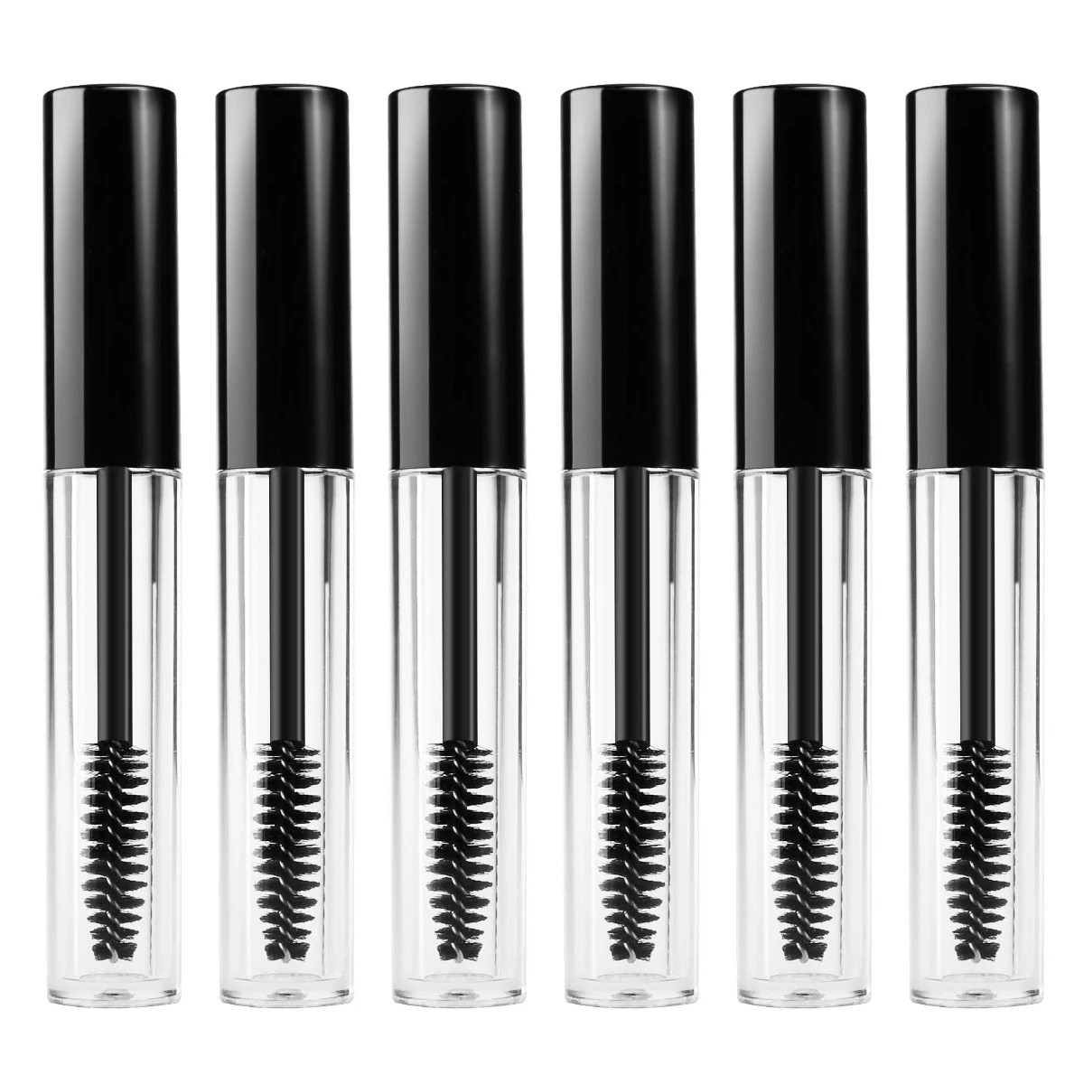 6pcs Empty Eyelash Bottles Mascara Tubes for Brush Cream Travel Size Clear Lid DIY Storage Container