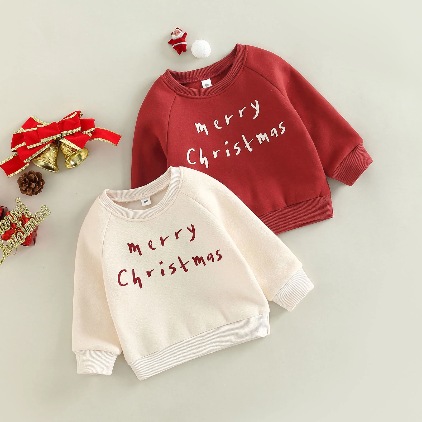 2022-08-17 Lioraitiin Kids Boys Girls Christmas Sweatshirts Letter Print Round Neck Long Sleeve Pullovers Spring Autumn Tops