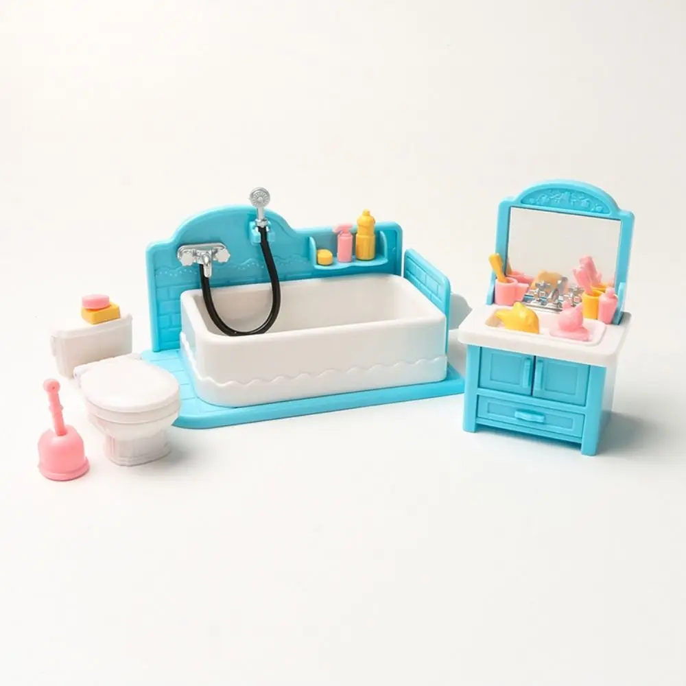 1:12 Furniture Simulation Bathroom Toys 1:6 Scale Cat Figure Bathroom Dollhouse Sets Washbasin Bathtub