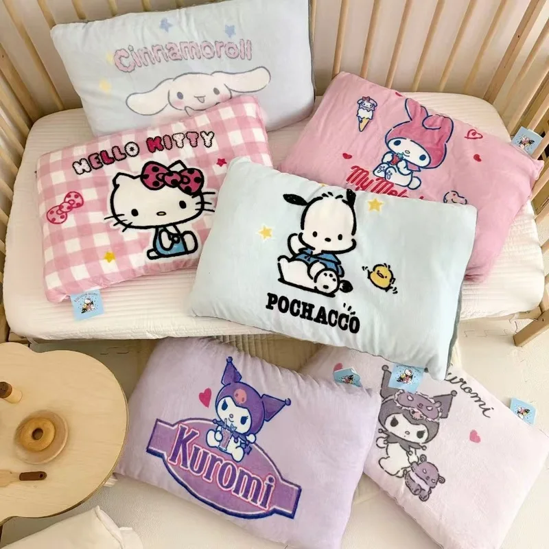 Nueva almohada Sanrio de dibujos animados Kuromi Doudou, almohada de terciopelo de leche de dibujos animados para guardería, almohada para siesta para niños, almohada extraíble para bebé, regalo