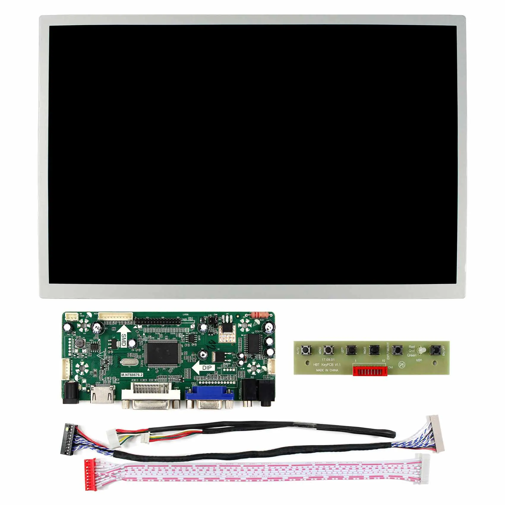 HD MI VGA DVI Audio lcd controller board NT68676 with 12.1inch LQ121K1LG52 1280x800 industrial lcd panel