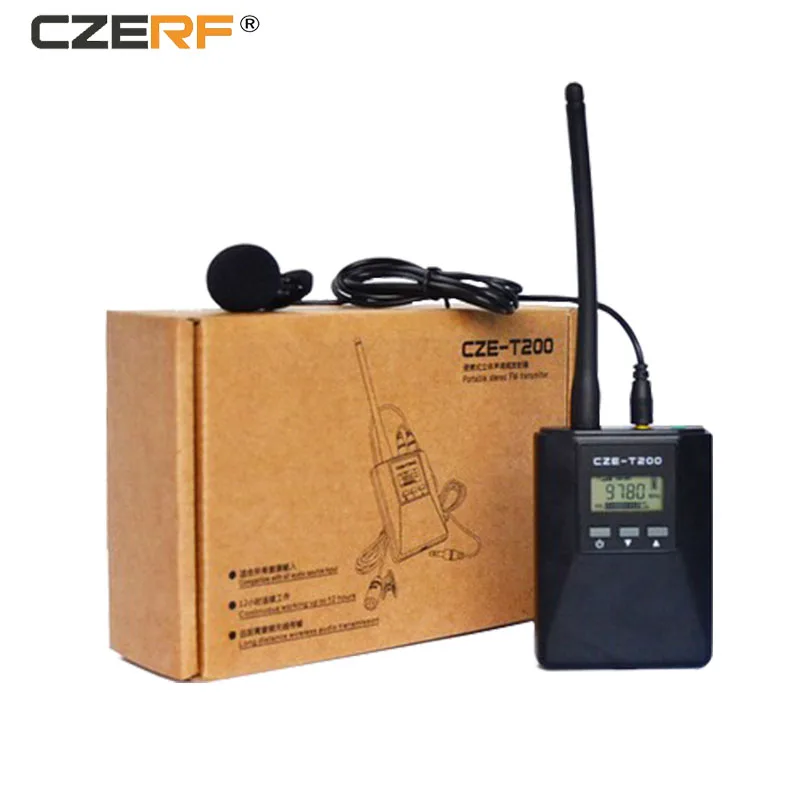 

CZE-T200 CZERF PLL Stereo FM Transmitter 0-0.2W MONO MINI Radio Broadcast Station by 1000mAh Battery For Meeting/Tourism/Campus