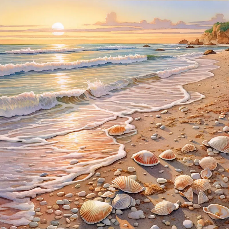 Diamant-Malerei-Set für die Landschaft am Meer, DIY-Diamant-Heimdekoration für Erwachsene, Gemälde-Set für Erwachsene, rahmenloses Kunsthandwerk