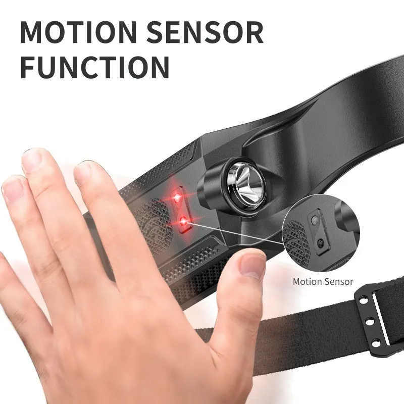 Sensor LED Headlamp USB Rechargeable Head Torch 5-mode Lighting Headlight Flashlight  Running Light Camping Torch Emergency Lamp image 3