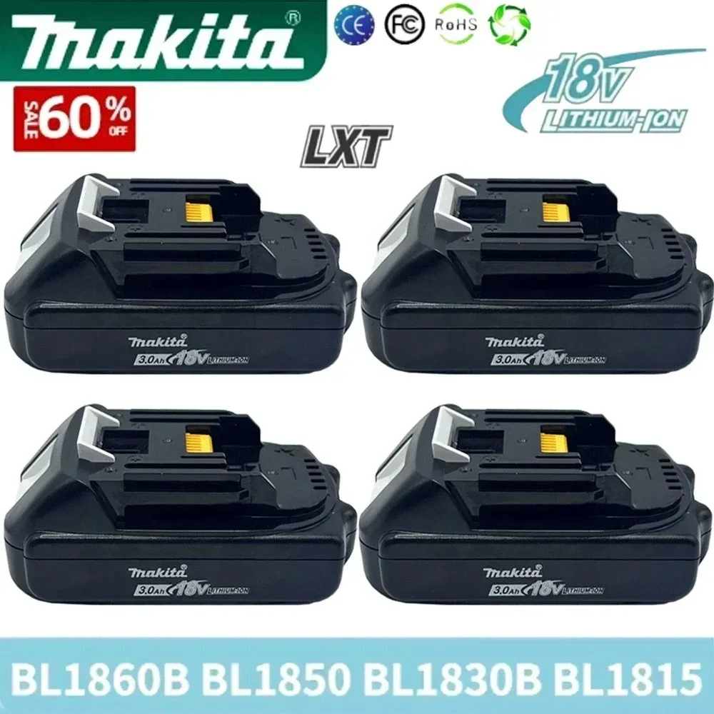 Originální Makita 3Ah/3,0Ah/3000mAh Makita 18V baterie BL1830B BL1850B BL1850 BL1840 BL1860 BL1815 Náhradní lithiová baterie - náhled 2
