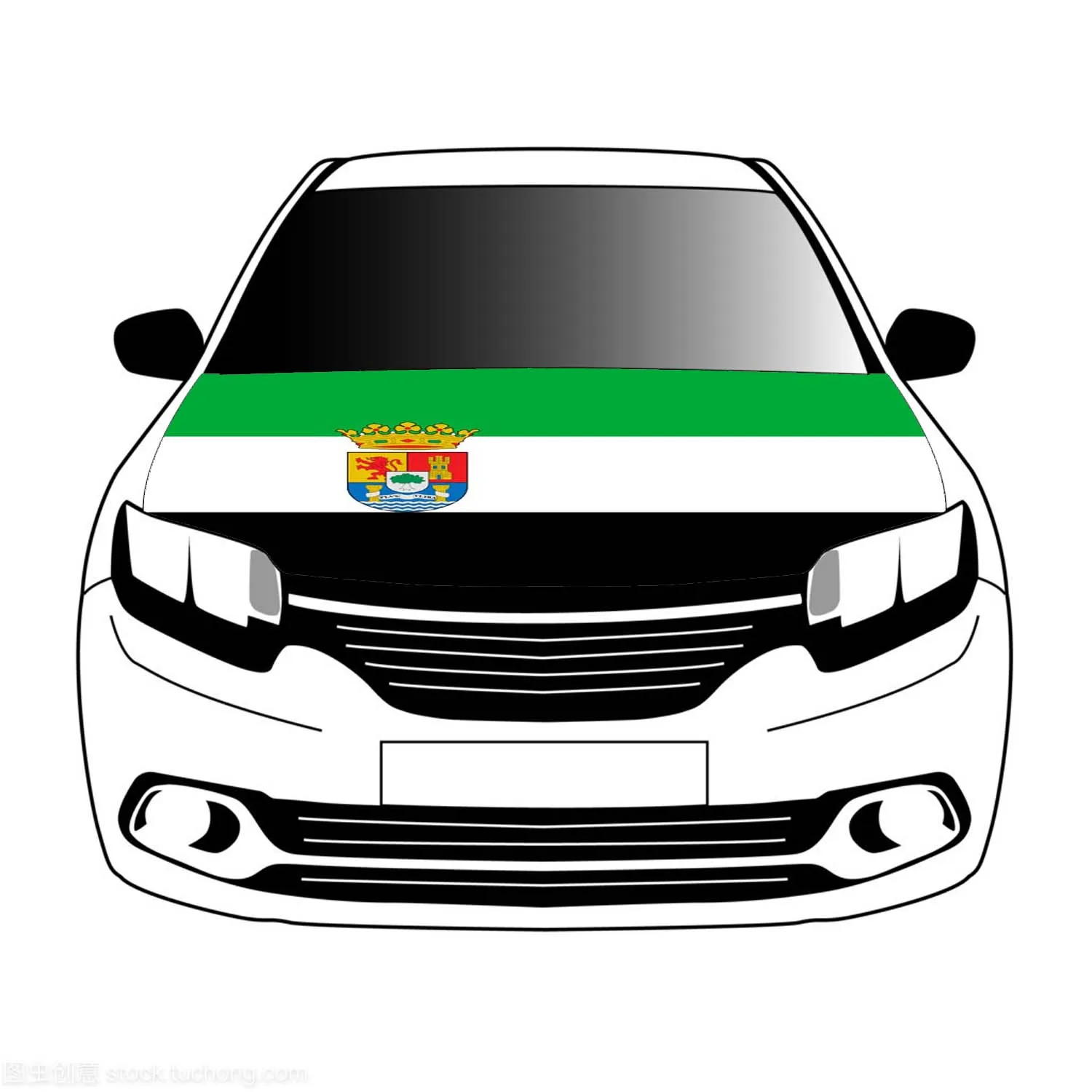 Extremadura (with coat of arms) flag car Hood cover 3.3x5ft/5x7ft 100%polyester,car bonnet banner