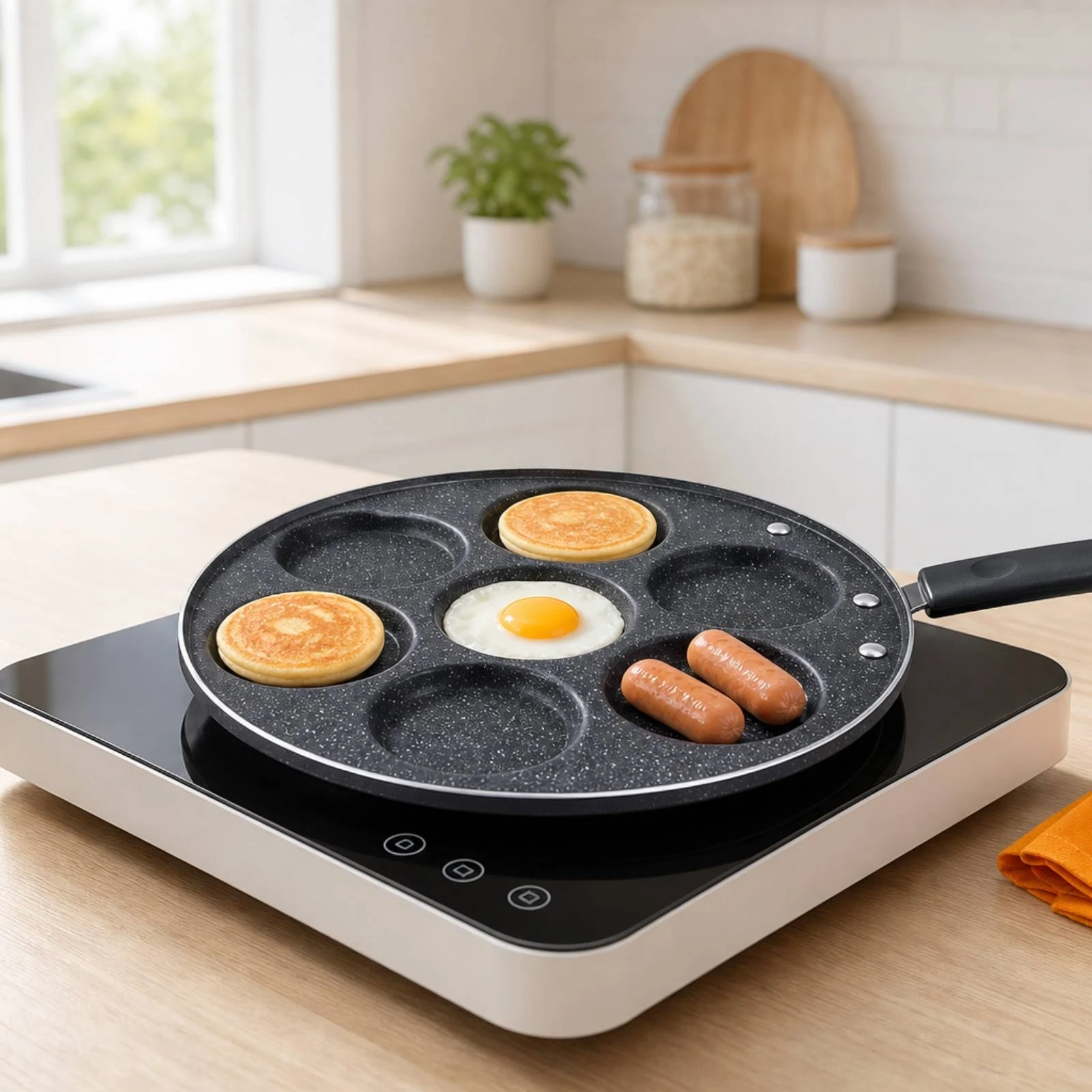 Pancake Pan Heat-Proof Egg Frying Pan Skillet Even-Heating Cookware PFOAclear of for Families, Breakfast, Stovetop