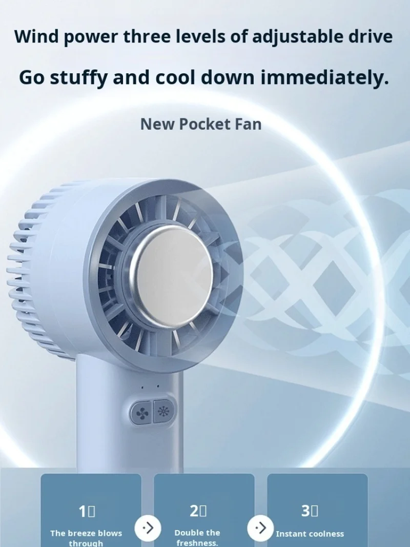 Handheld Ice Compress Ventilador, Mini Smart USB Fan, Preto Tecnologia, Portátil, Pequeno, Desktop, Semicondutor, Novo, 2024