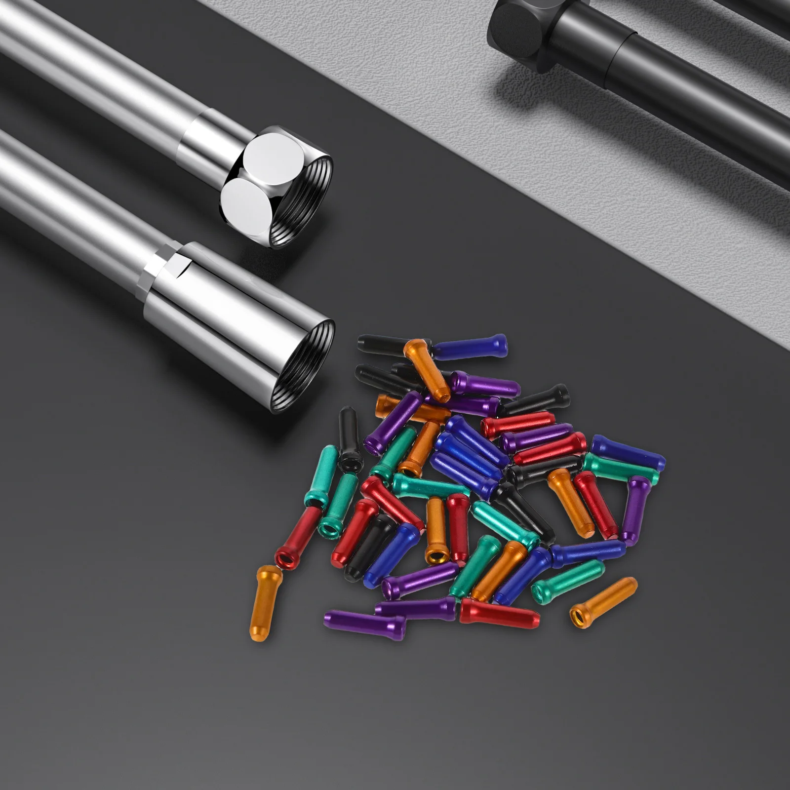 

48Pcs Aluminum Alloy Cable End Caps for Bicycle Brake and Gear Cables Colorful Protection Caps for Road Mountain Bike