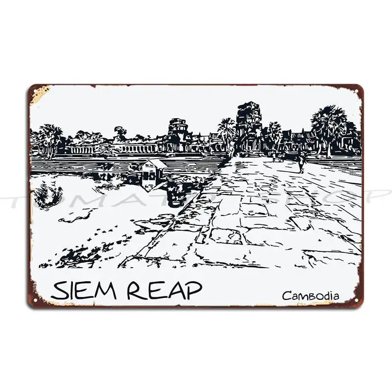Angkor Wat Siem Reap Cambodia Metal Sign Wall Mural Wall Plaque Vintage Cave personalized  Tin Sign Poster