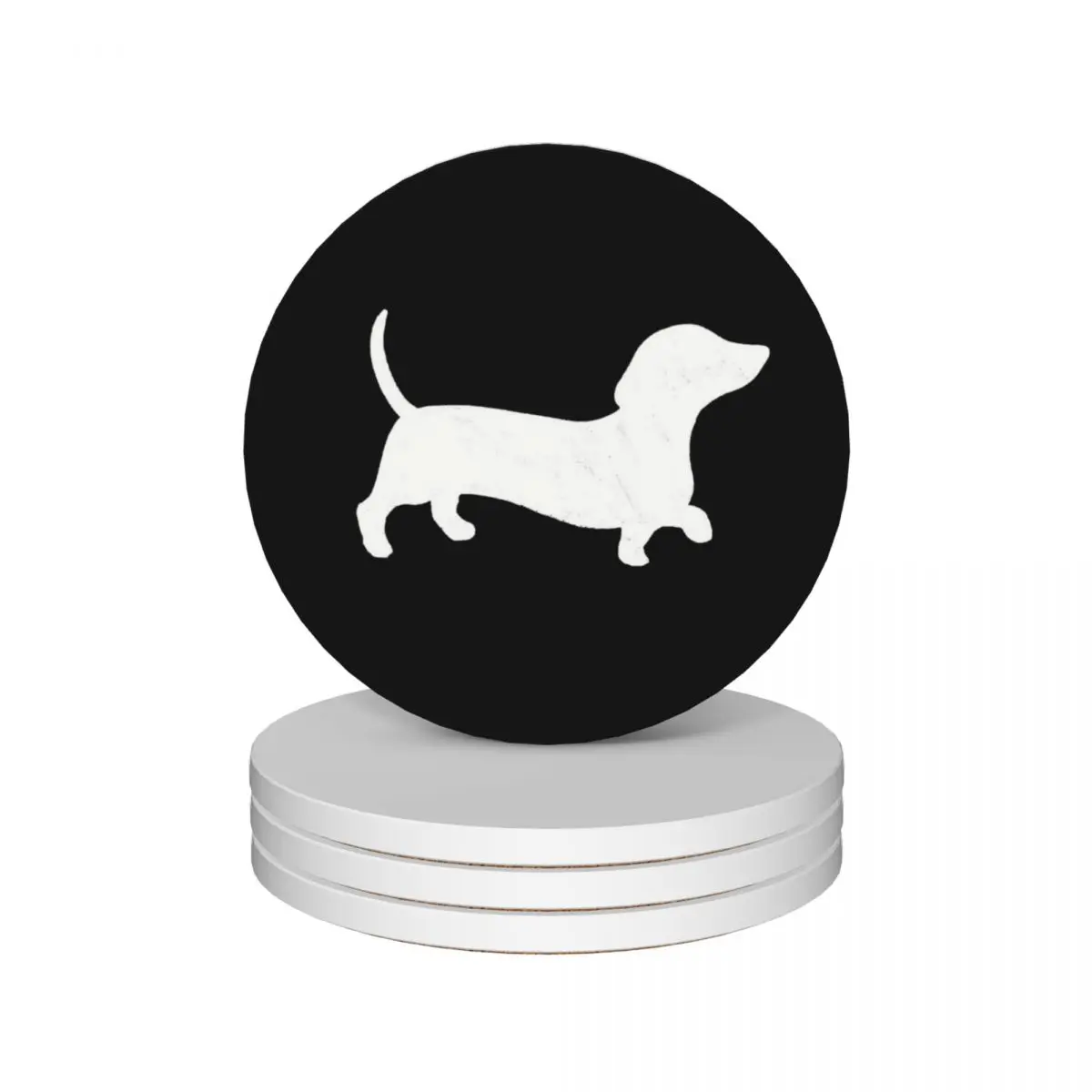 

Plain Black With Daschund Silhouette Ceramic Coasters (Set of 4) animal Creative set cute Coasters