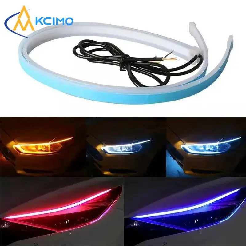 

Kcimo LED Car Daytime Running Light Waterproof Silicone Flowing Turn Signal White Yellow or Ice Blue Adjustable 12V for Cars