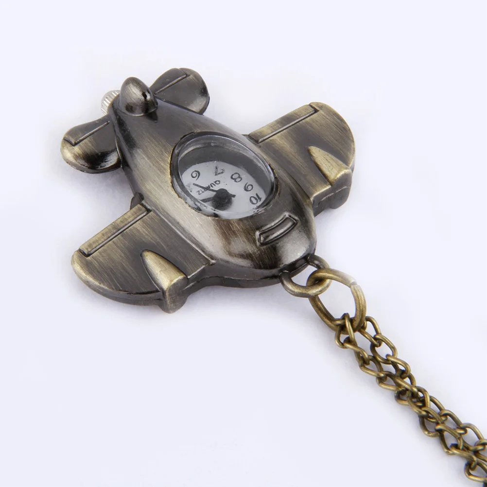 البرونزية الرجعية الطائرات سبيكة ساعة الجيب شكل طائرة المفاتيح الإبداعية قلادة الزخرفية لسترة كيرينغ سحر فريد #6