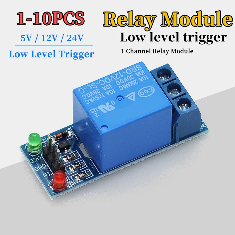 1-10Pcs 5V 12V 24V low level trigger 1 Channel Relay Module interface Board Shield For PIC AVR DSP ARM MCU Arduino
