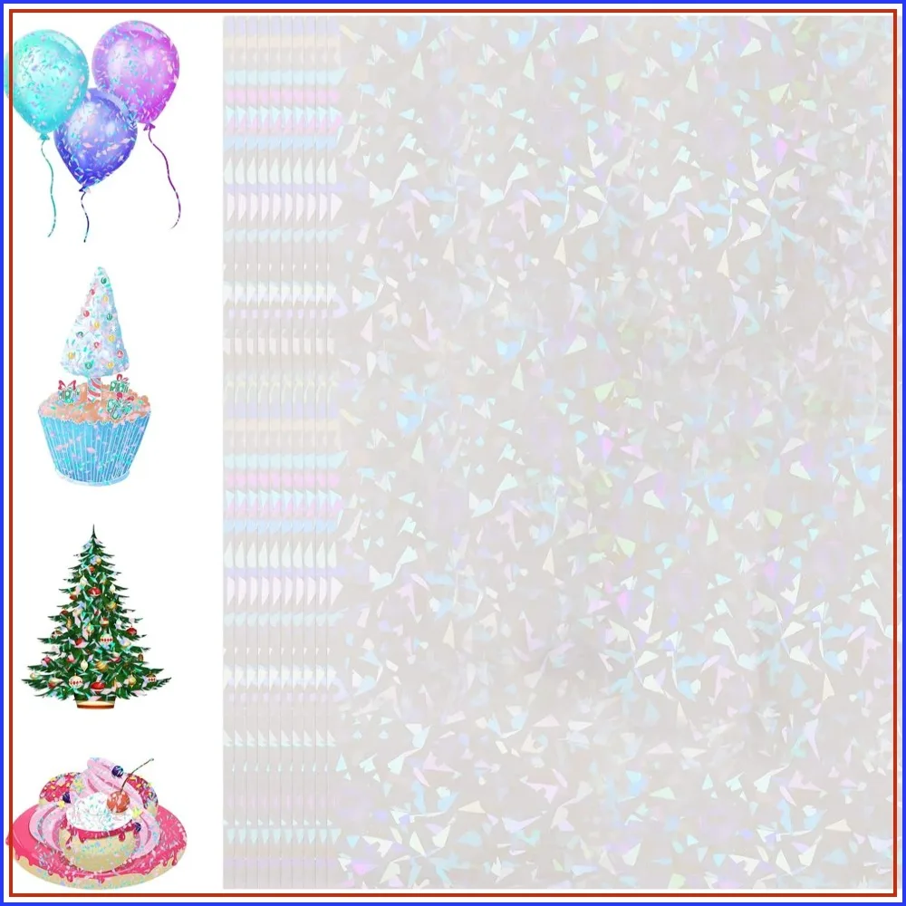 

36 Sheets Holographic Laminate, Clear Sticker Paper, Self Adhesive, Waterproof, 8.5x11", Gem Patterns