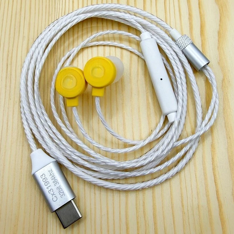 For Beats urbeats in-ear magnetic wired earphones type-c universal special, yellow, premium twisted earphone cable