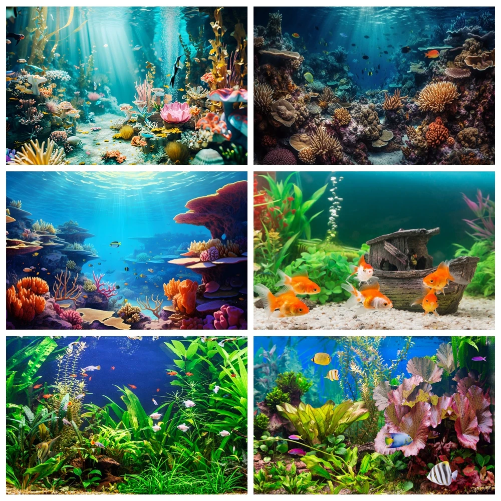 

Underwater World Seabed Fish Coral Backdrop Undersea Aquarium Under The Sea Ocean Portrait Photography Background Photo Studio