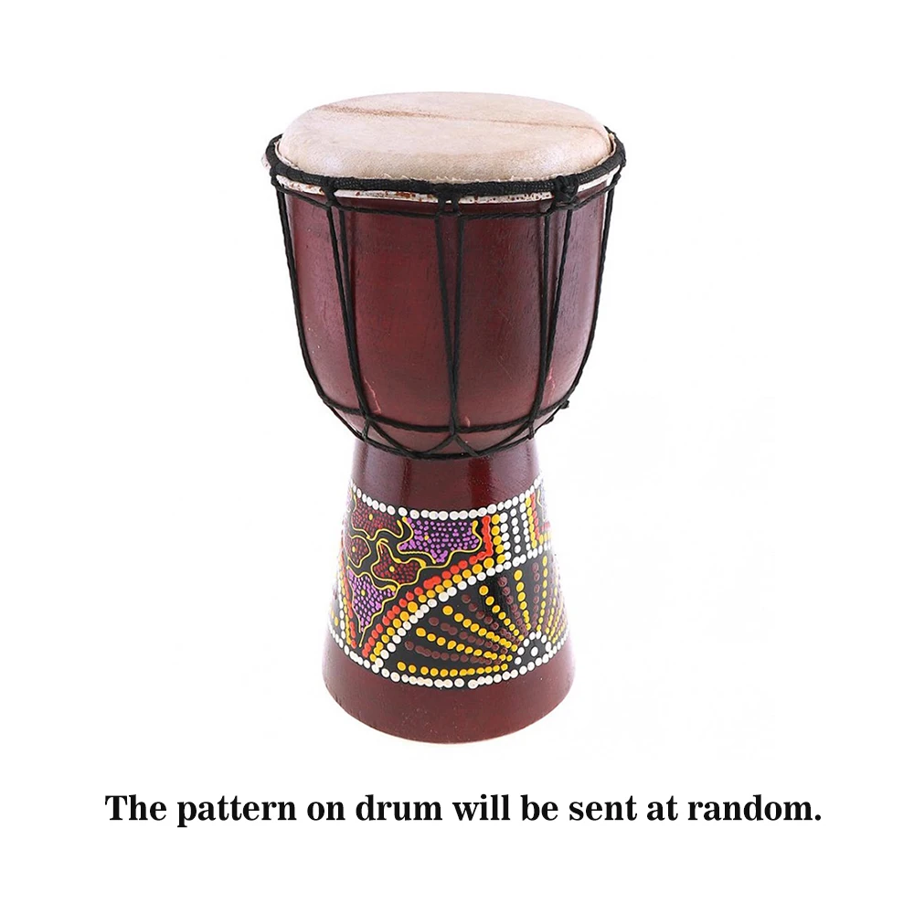 6 inch African Djembe Drum Hand-Carved Solid-Wood Goat-Skin Traditional African Musical Instrument Drum