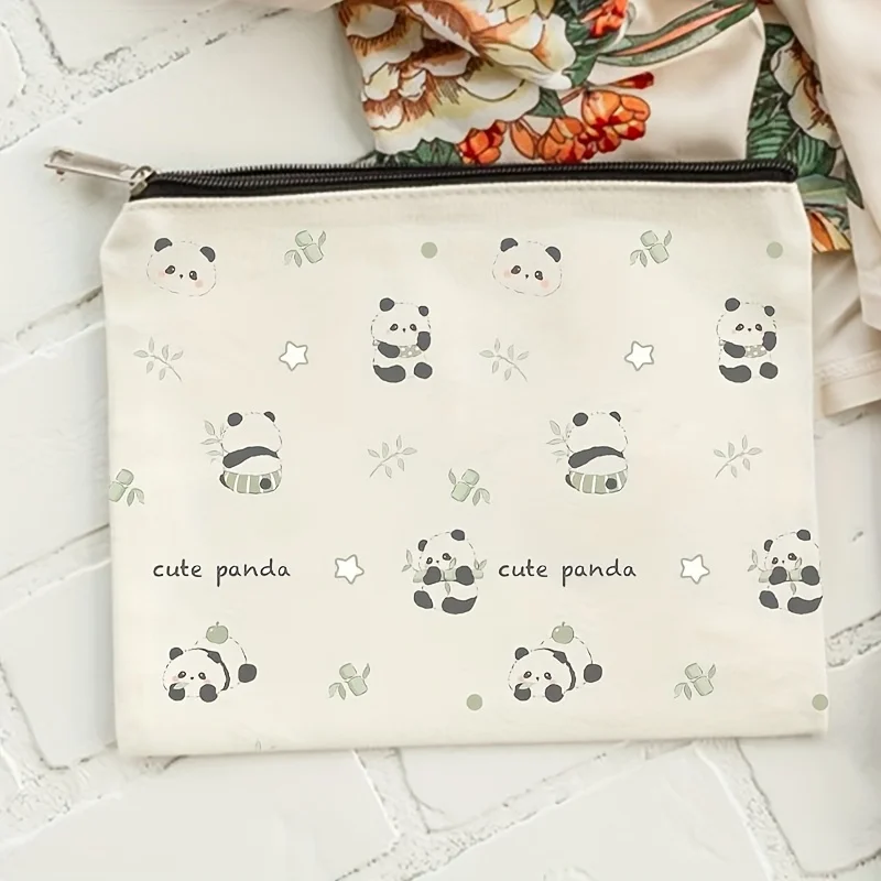 かわいいパンダの化粧品バッグ - 多機能ジッパーポーチ、ジュエリー収納バッグ、旅行に最適なジッパー付き小型収納バッグ。