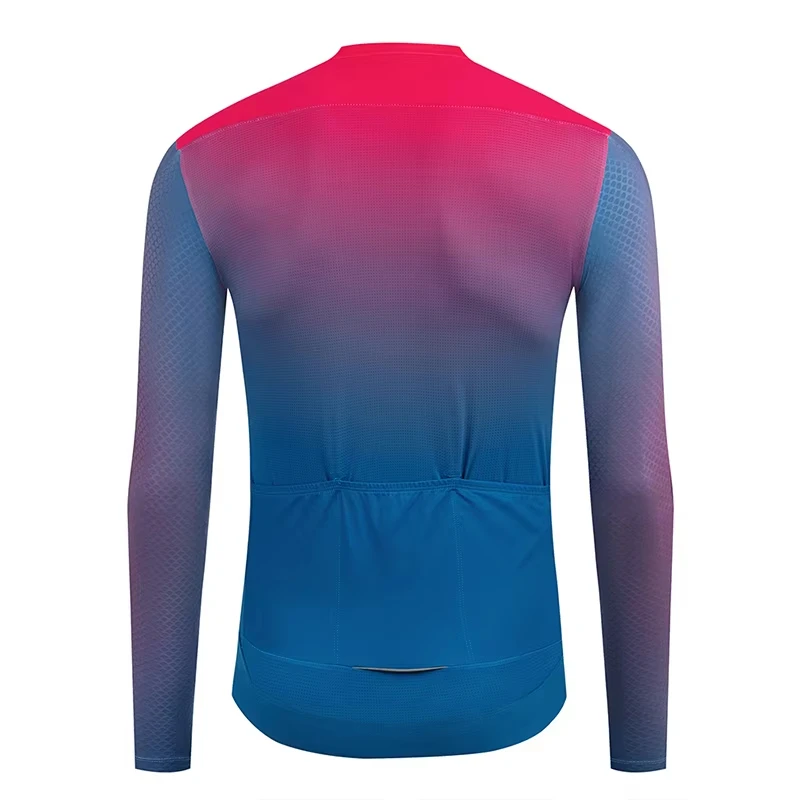 YKYWBIKE Herren Langarm-Radtrikot Italien MITI-Stoff Verschleißfest Atmungsaktiv Farbverlauf Fahrrad Rennrad Shirts Herbst – Detail 5