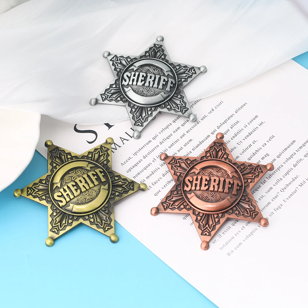 New Star Sheriff Metal Brooch Retro Party Badge Lapel Pin Men's Fashion Jewelry Accessories Cosplay Props Halloween Gifts