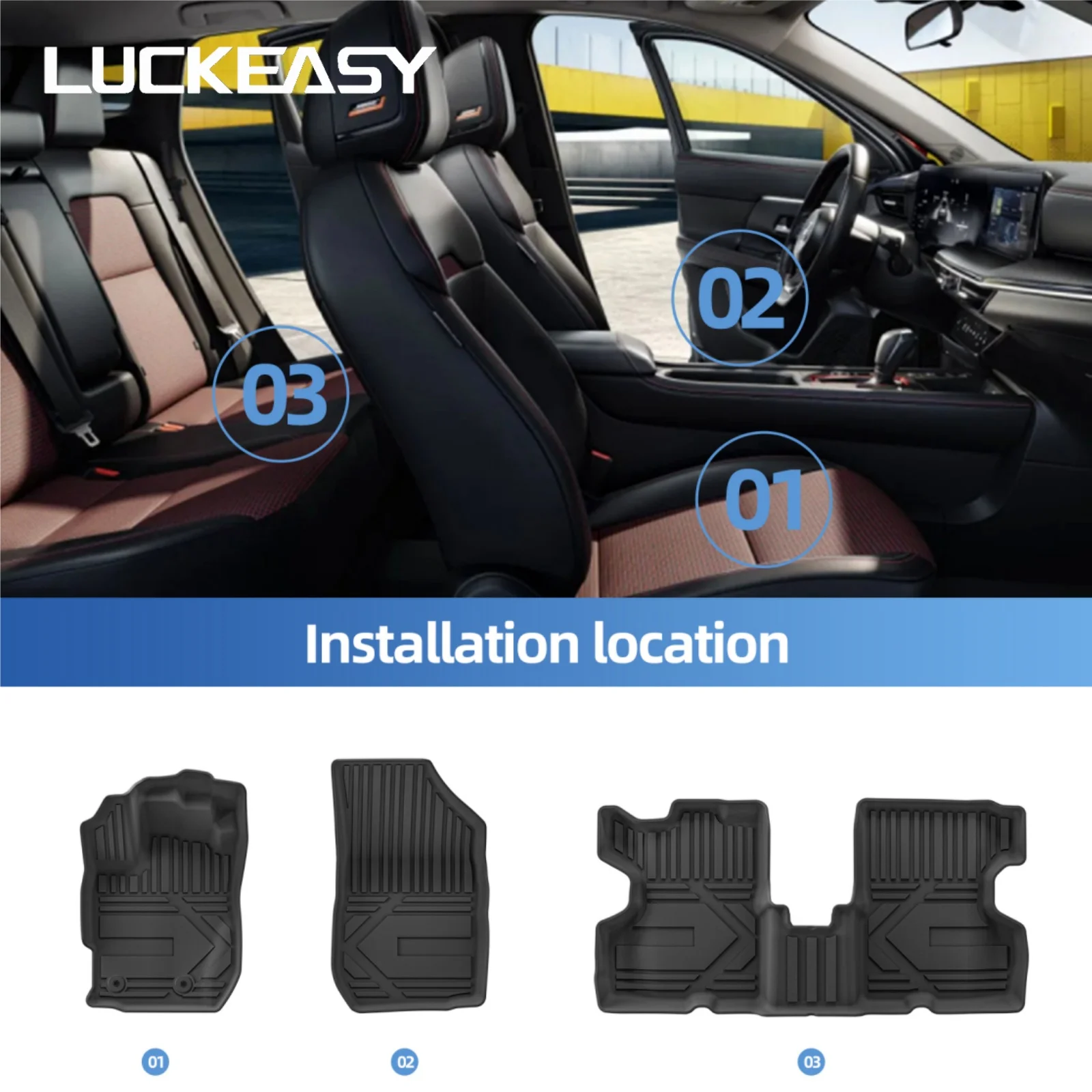 LUCKEASY Left Drive for Renault Kaptur Fuel 2016‑2022 (Russia CIS Only) Car Floor Mats Foot Pad 3D TPE Interior Accessories