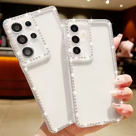 Diamond Clear TPU Phone Case For Samsung Galaxy A56 A55 A54 A36 A35 A53 A15 A16 A25 5G S25 Edge S24 S22 Ultra S23 FE Soft Cover