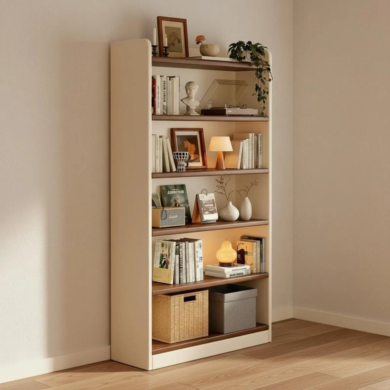 Multi-Tier Book Organizer Large Capacity Wooden Book Organizer Shelving Single-Unit Thickened Shelves Storage Rack ENF Grade