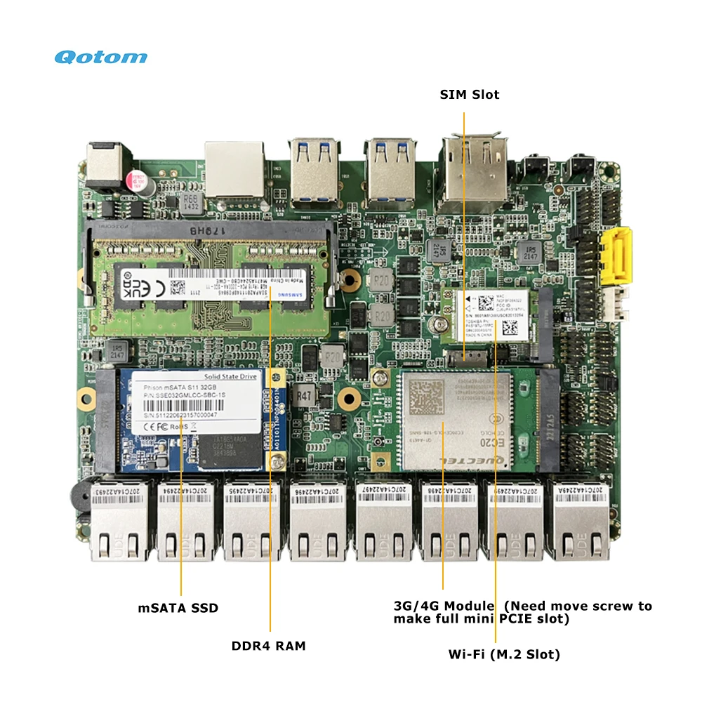 16 LAN Mini PC Core i3 i5 i7 Processor Onboard, 8x Intel 2.5G LAN, 8x Realtek 1G LAN, Barebone Mini PC DDR4 RAM mSATA SSD DIY PC
