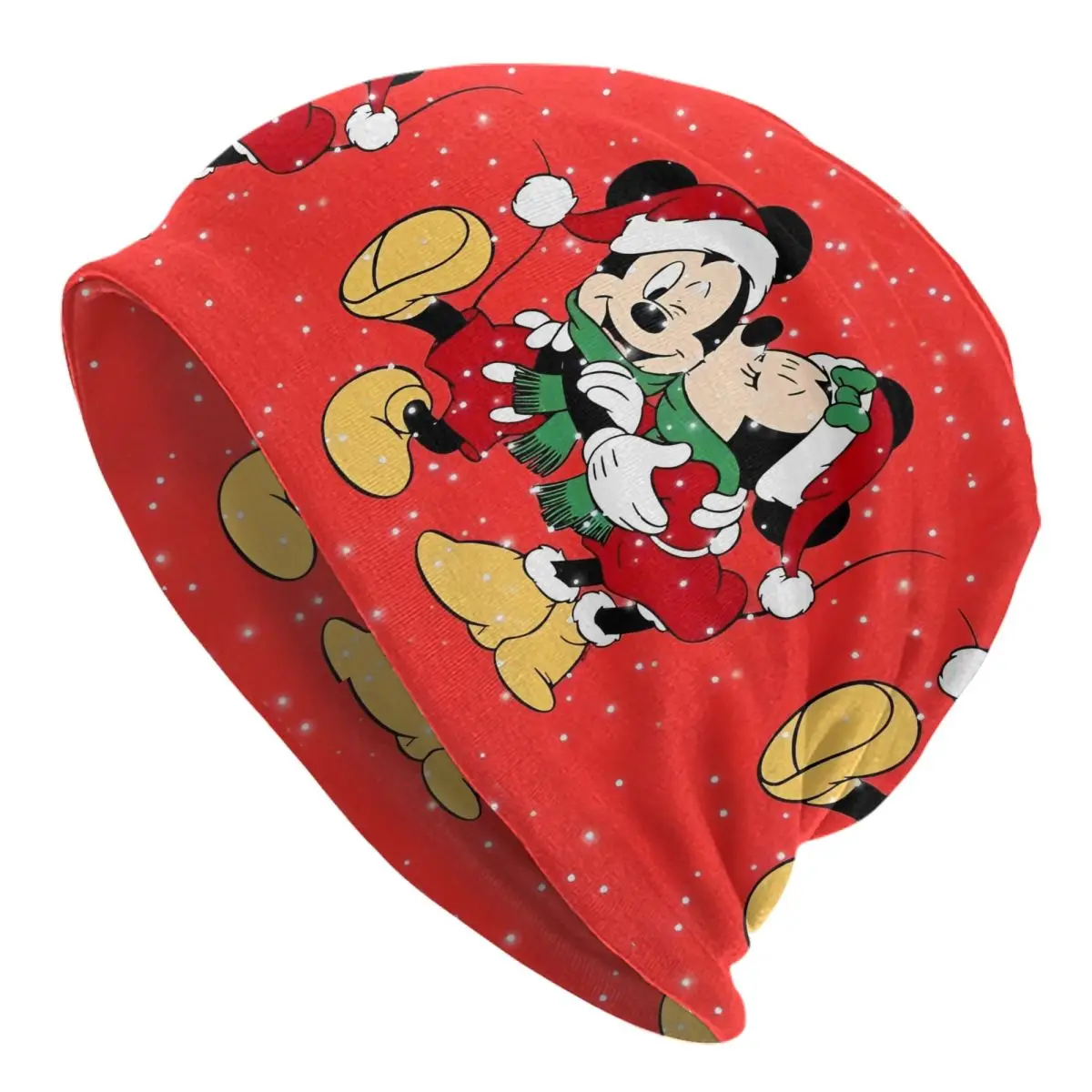 

Mickey And Minnie Mouse Holiday Bonnet Hats Winter Street Christmas Design Skullies Beanies Hat Unisex Summer Dual-use Cap