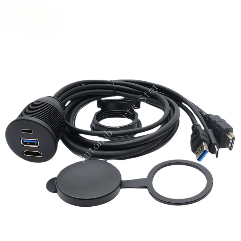 HUC30-EXT Male to Female Extension Cable – High-Speed HDMI, USB 3.0 & Type-C 3.0 for Car, Boat, Motorcycle Dashboard Use