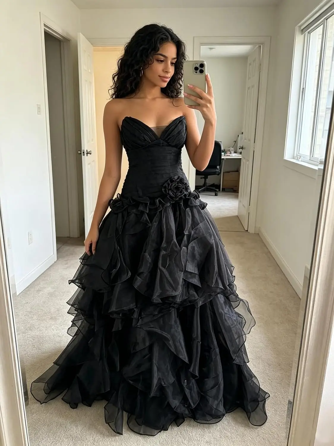 Customized Strapless Tiered Tulle Prom Dress 2026 A-Line Long Ball Gown Sweetheart Formal Evening Party Gowns with Slit