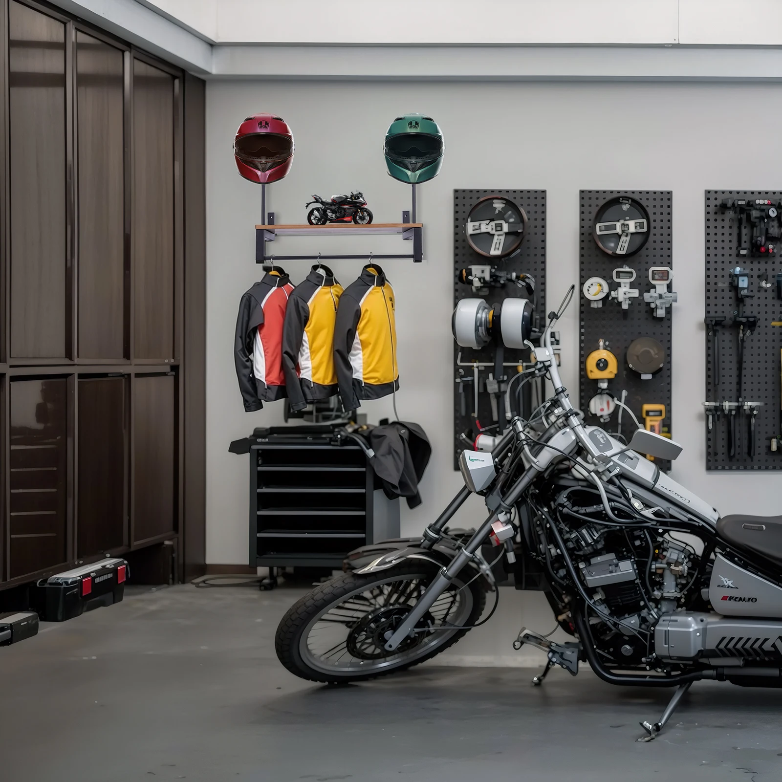 

Wooden Motorcycle Helmet Holder with 5 Hooks Gear Storage Rack Wear Resist Metal Helmet Stand for Motorcycle Accesories Storage