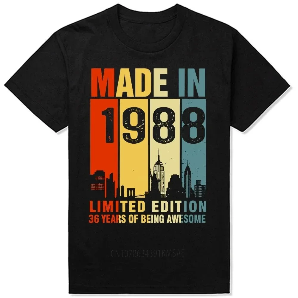 Made In 1988 Limited Edition 36 Years Of Being Awesome Tee Tops Round Neck Short-Sleeve Fashion Tshirt Casual Basic T-shirts