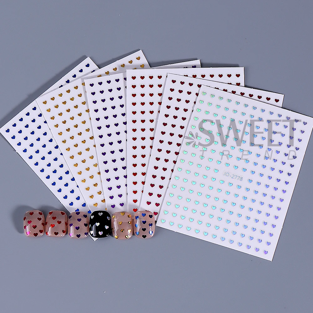 6/12 pçs bonito amor coração adesivos de unhas 3d auto-adesivo ouro prata y2k estrela decalques da arte do prego para o dia dos namorados feminino manicure