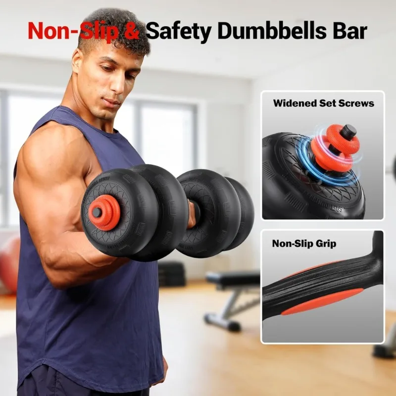 

US Shipping Hot New Adjustable Dumbbell Set 45LBS Silent Anti-Collision Air Cushion 5-in-1 Free Weights with Barbell