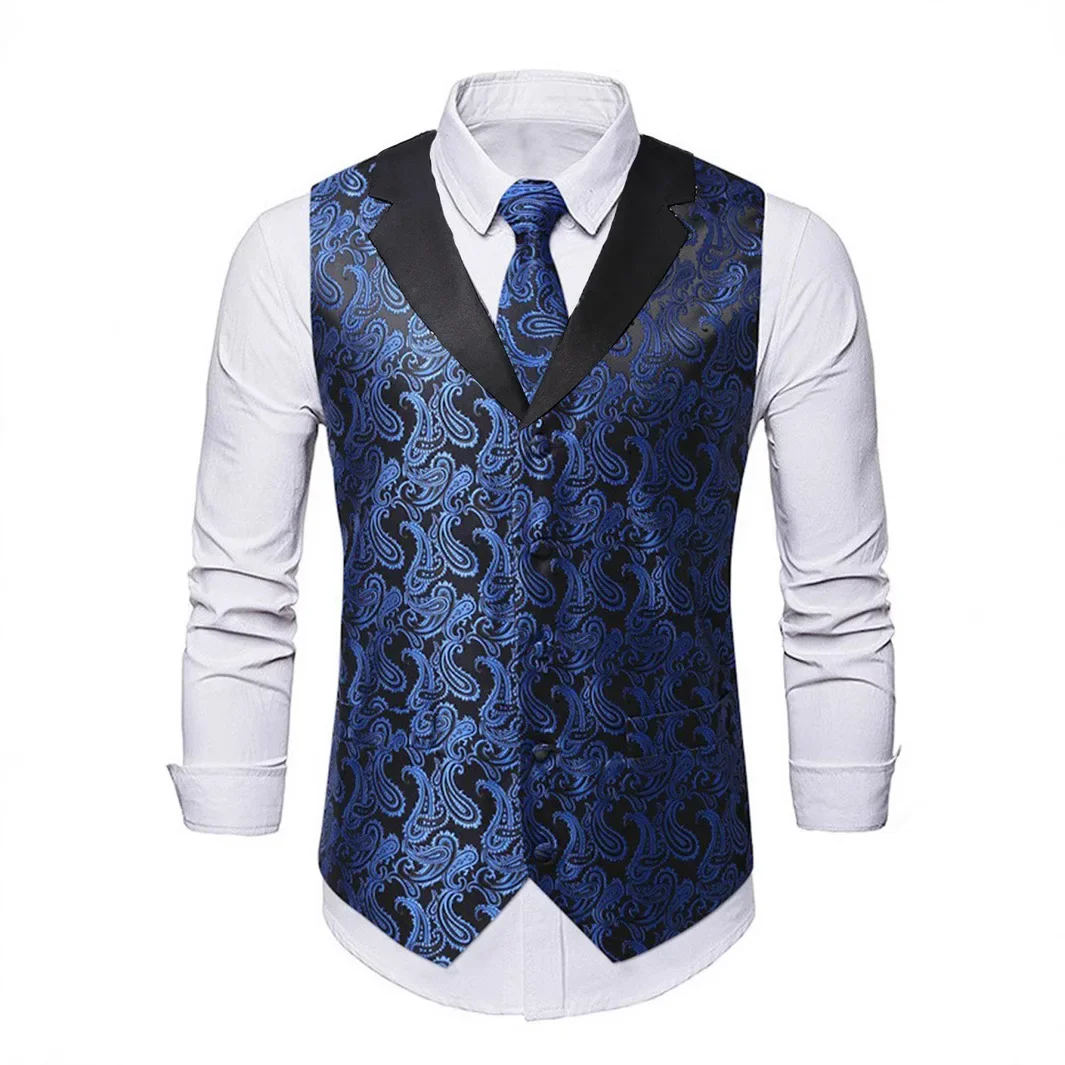 

Casual Waist Dress Vest Embroidery Men's Fashion Suit Vest European Size Flower Sleeveless Top